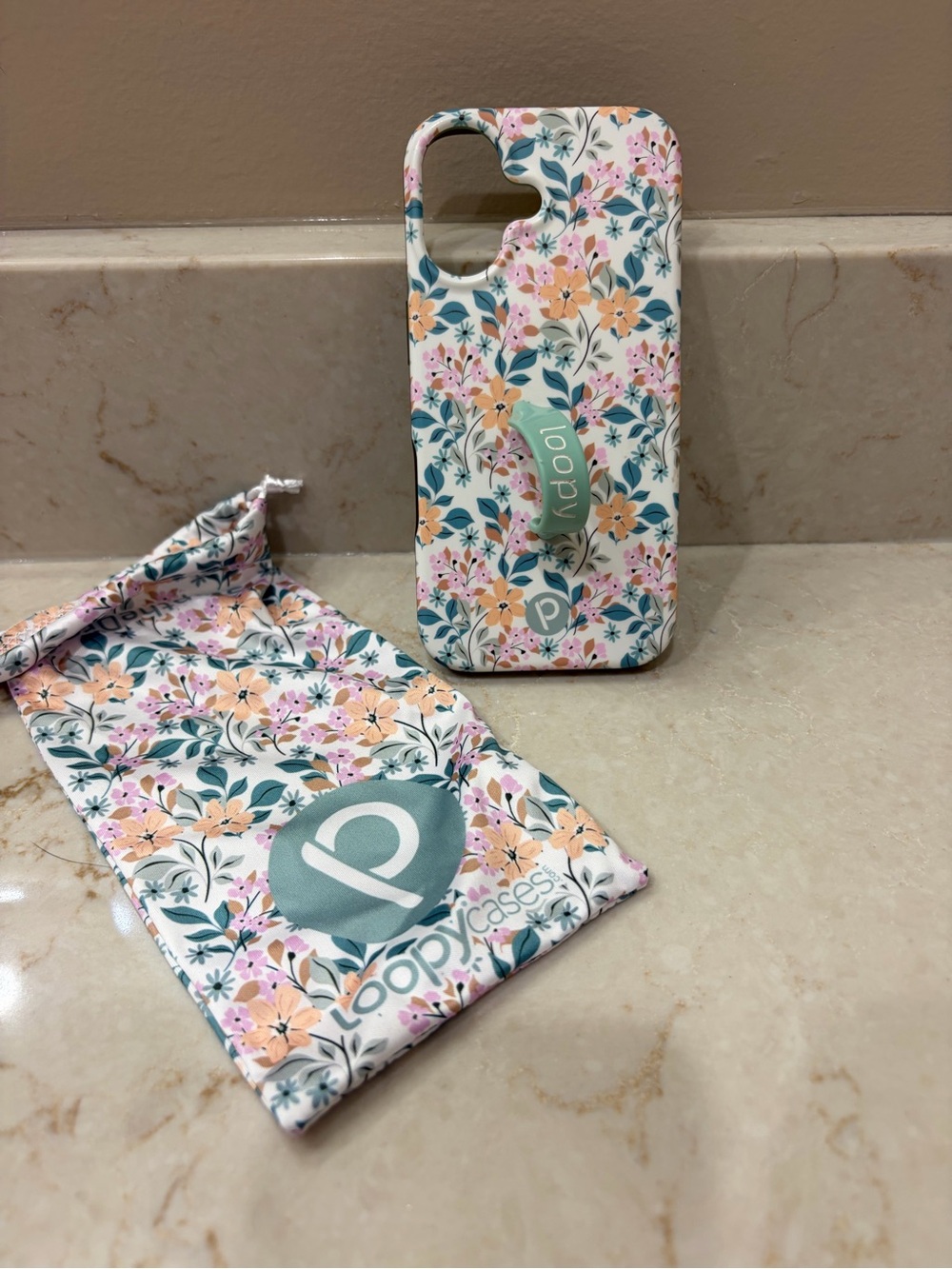 Loopy Case Floral Grip Phone Case - Pink, Peach & Teal for iPhone 17. 6.3 screen